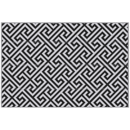Outsunny Reversible Outdoor RV Rug, Patio Floor Mat, 5' x 8' Plastic Straw Rug for Backyard, Deck, Beach, Camping, Black & White
