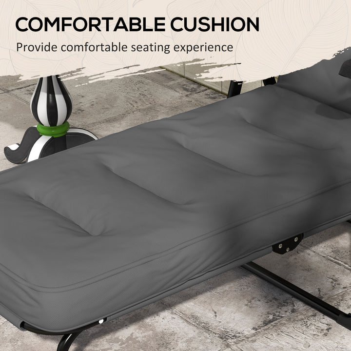 Outsunny Outdoor Lounge Chair with Padded Cushion, Folding Reclining Patio Garden Chair with Recline Back, Footrest, for Poolside, Patio, Blue