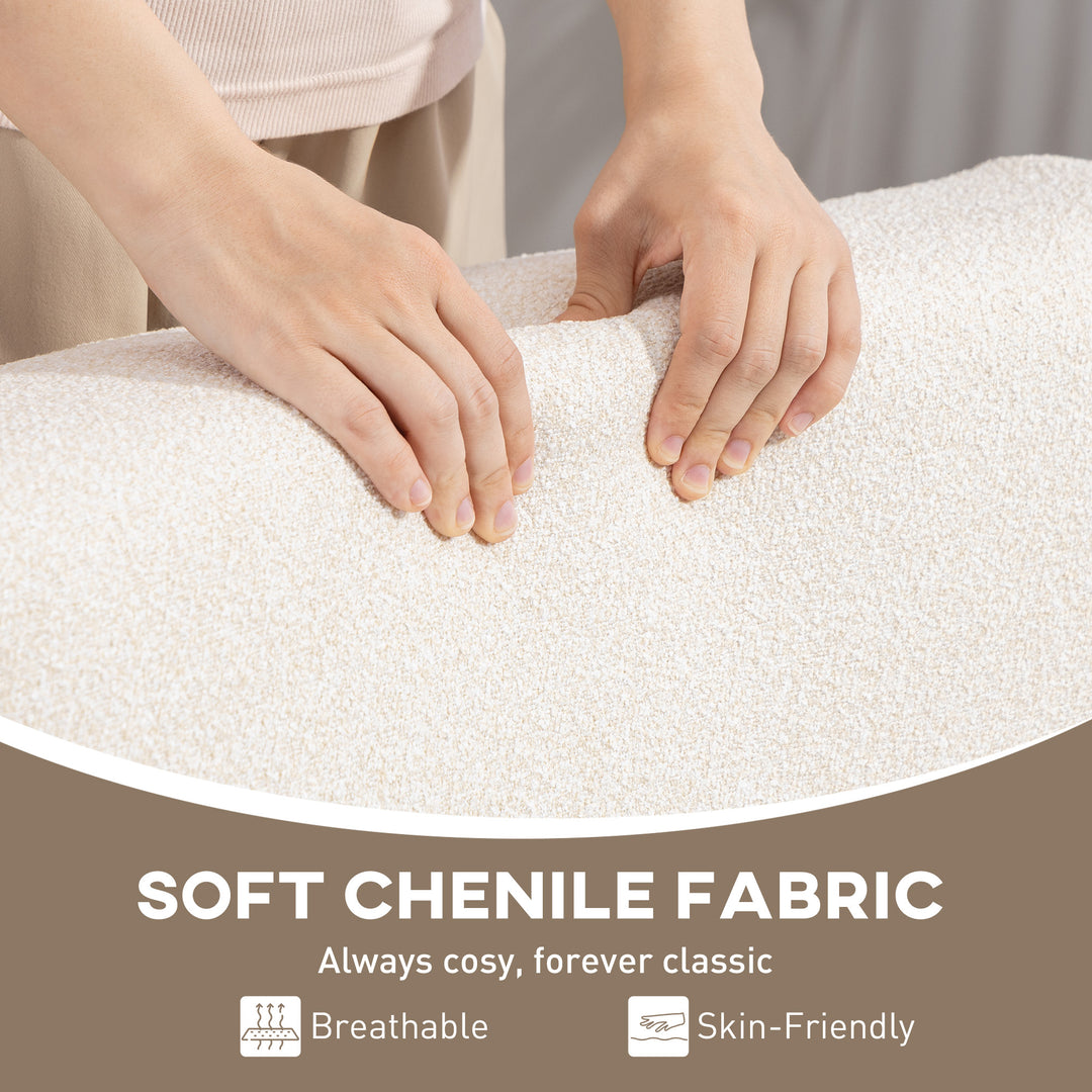 HOMCOM Accent Chair with Rubber Wood Frame, Wide Seat, Modern Chenille Bedroom Chair with Thick Cushion, Grey