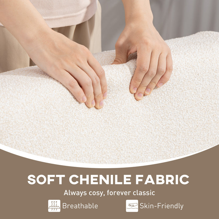 HOMCOM Accent Chair with Rubber Wood Frame, Wide Seat, Modern Chenille Bedroom Chair with Thick Cushion, Grey