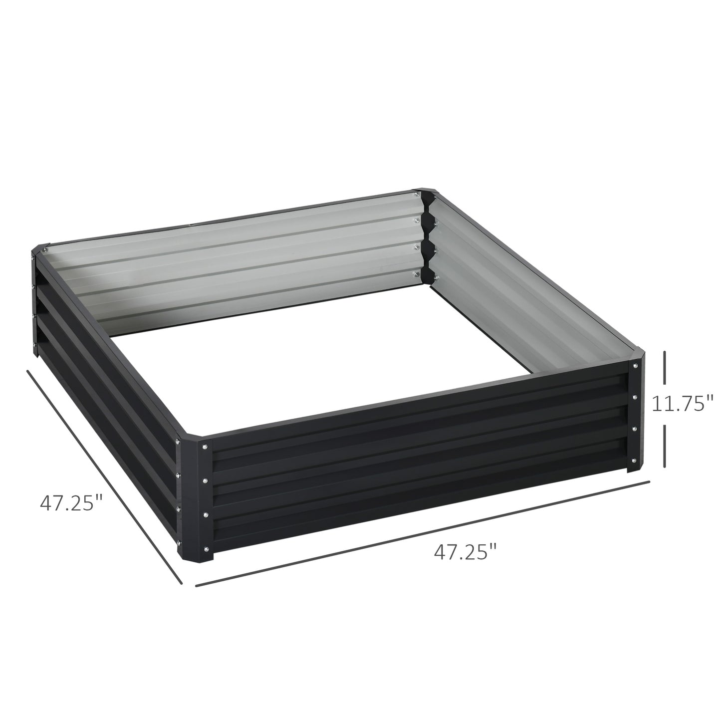 Outsunny 4' x 4' x 1' Raised Garden Bed Galvanized Steel Planter Box for Vegetables, Flowers, Herbs, Green