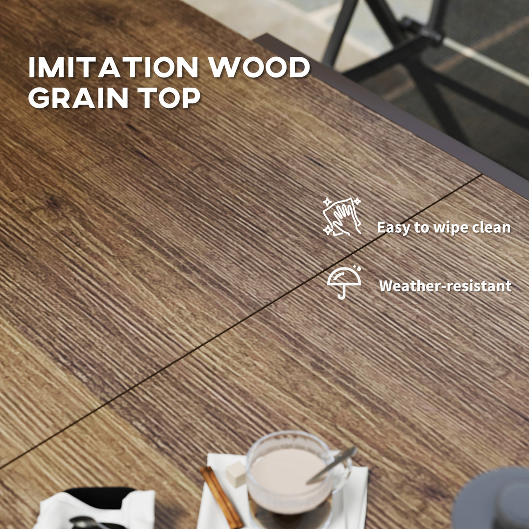 Outsunny 63"-94.5" Extendable Patio Dining Table for 6-8 Person, Outdoor Dining Table with Aluminium Edging, Steel Frame, Brown