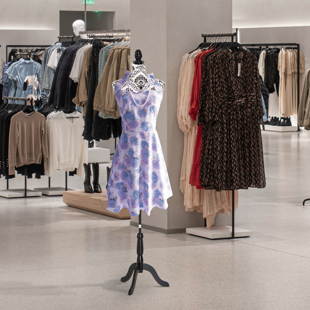 HOMCOM Female Fashion Mannequin Dress Form Torso Dressmaker Stand Clothing Display w/ Base (Black)