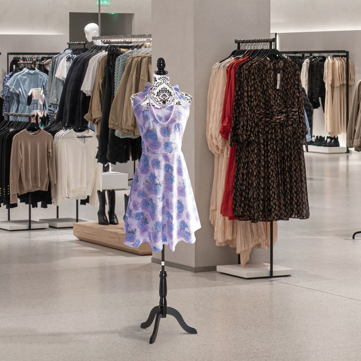 HOMCOM Female Fashion Mannequin Dress Form Torso Dressmaker Stand Clothing Display w/ Base (Black)