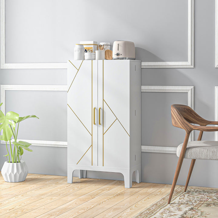 HOMCOM 44" Storage Cabinet, 2-Door Kitchen Pantry Cabinet with 4-tier Shelving, 8 Spice Racks and Adjustable Shelves