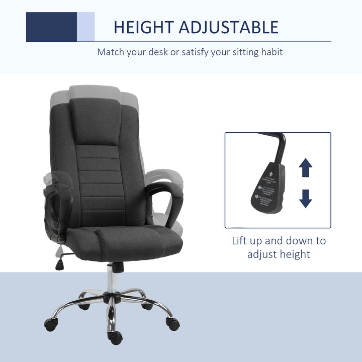 Vinsetto High Back Office Chair, Height Adjustable Computer Desk Chair with Swivel Wheels and Tilt Function, Charcoal Grey