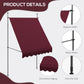 Outsunny 6.5' x 4' Manual Retractable Awning, Non-Screw Freestanding Patio Awning, UV Resistant, for Window or Door, Wine Red