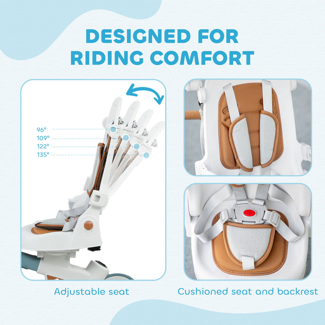 Qaba 7 in 1 Toddler Tricycle with Safety Harness, Adjustable & Removable Parent Handle, Canopy, Storage Bag, Brake, Pink