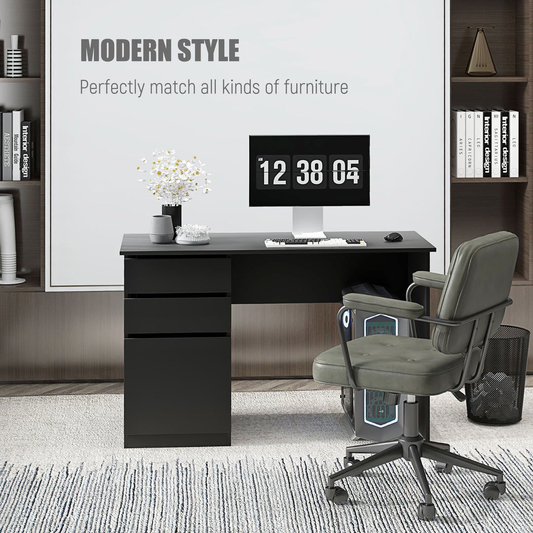 HOMCOM Computer Desk with Storage, PC Table with Drawers and Cabinet for Home Office, Study Room, Black