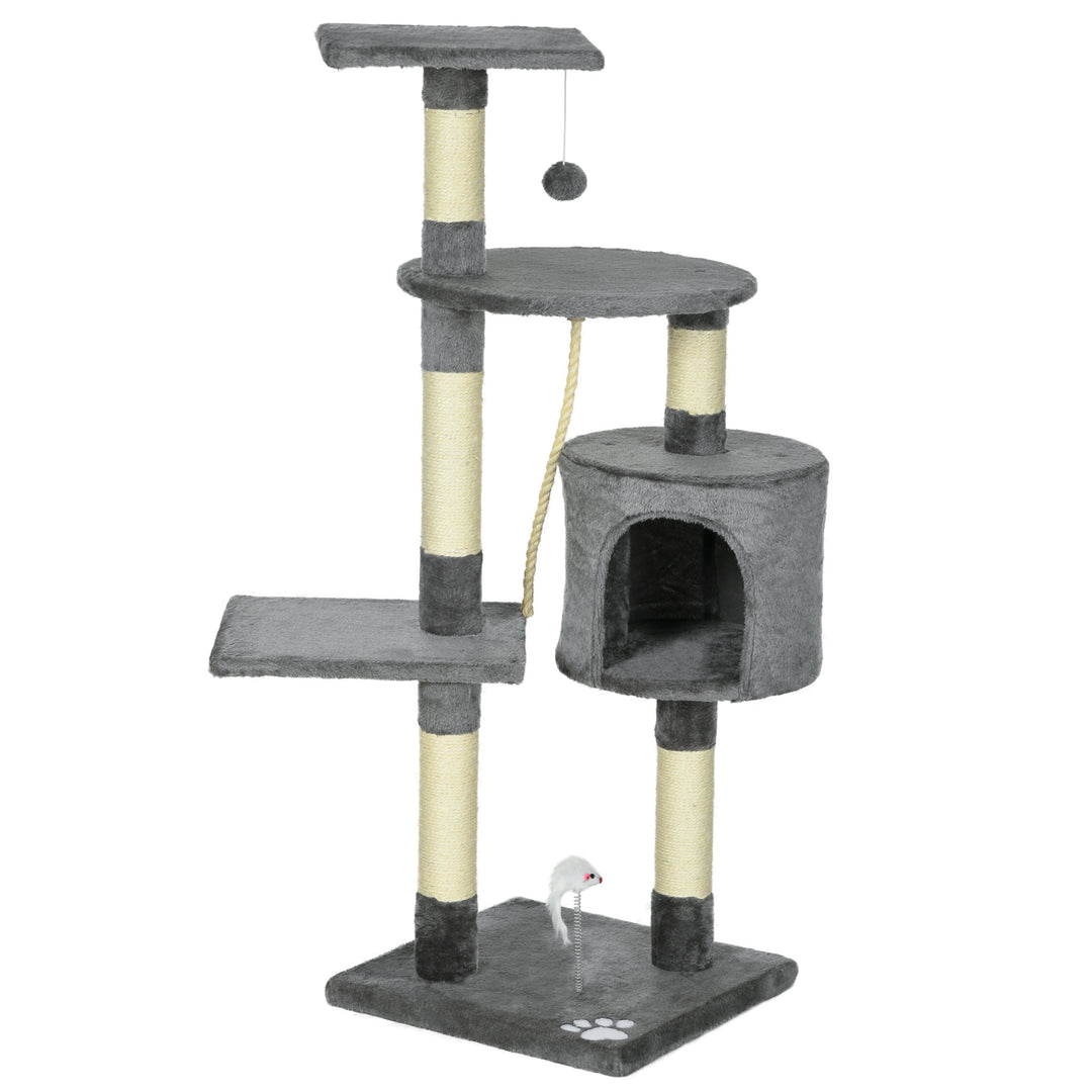 PawHut 46" Scratching Cat Tree Multi Level Activity Center Kitty Condo Furniture Post Beige