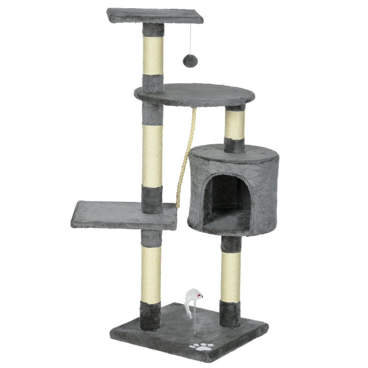 PawHut 46" Scratching Cat Tree Multi Level Activity Center Kitty Condo Furniture Post Beige