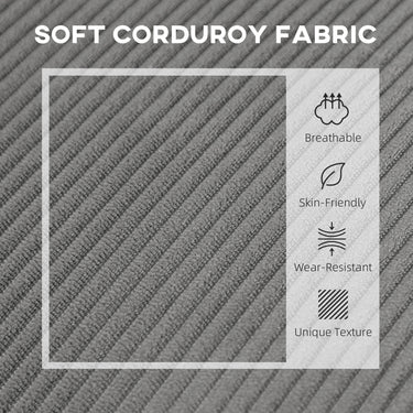 HOMCOM 46.5" Loveseat Couch with USB Ports, Corduroy Love Seat Sofa with Wood Legs for Living Room, Bedroom, Small Space, Grey