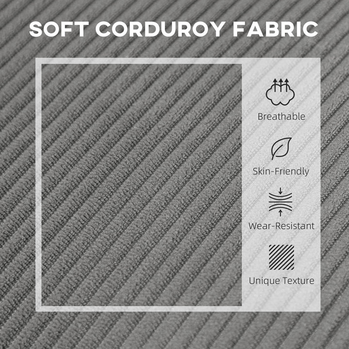 HOMCOM 46.5" Loveseat Couch with USB Ports, Corduroy Love Seat Sofa with Wood Legs for Living Room, Bedroom, Small Space, Grey