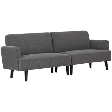 HOMCOM Modern Couch, 3 Seater Sofa, Corduroy Loveseat with Rubberwood Legs and Extra-Wide Seat, Grey