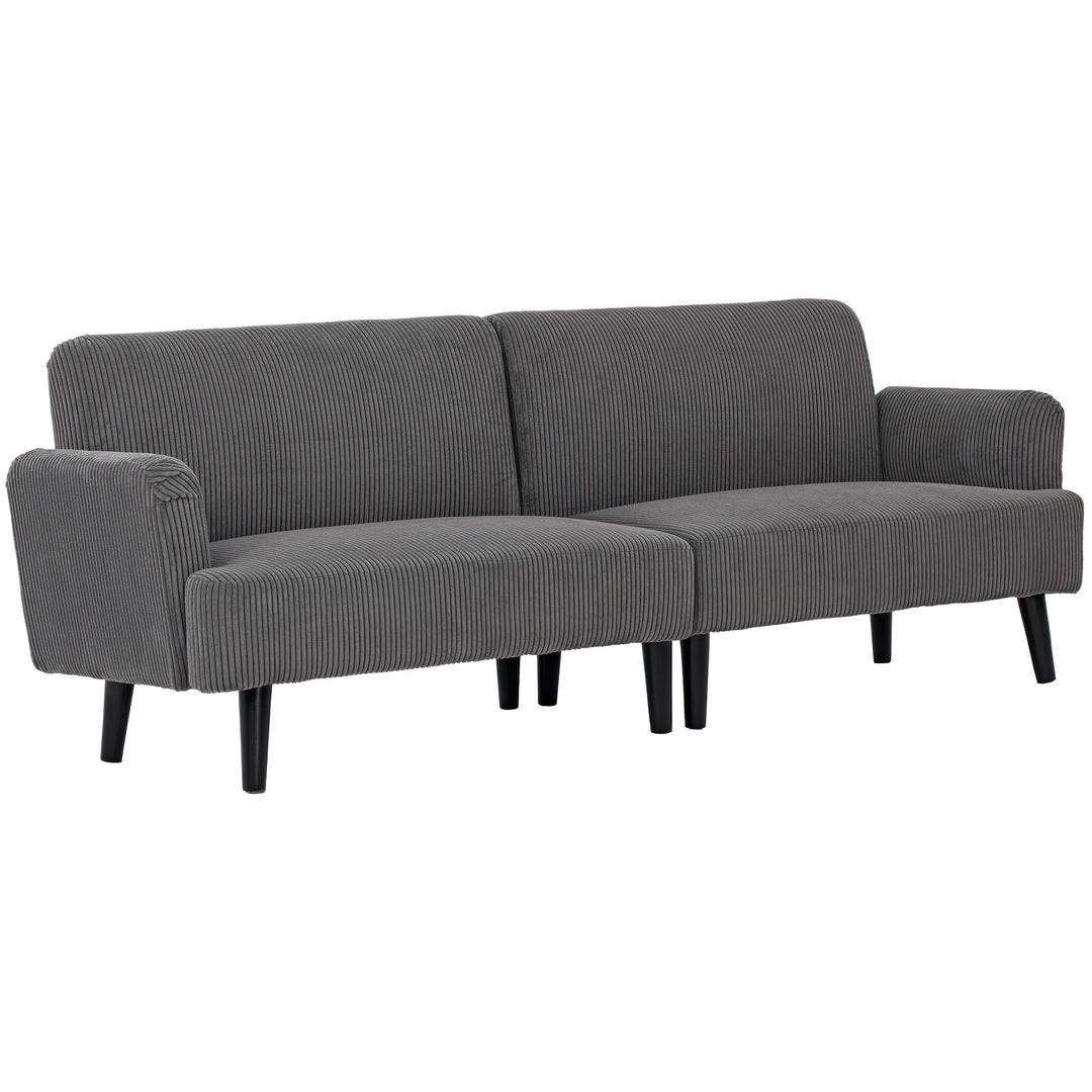 HOMCOM Modern Couch, 3 Seater Sofa, Corduroy Loveseat with Rubberwood Legs and Extra-Wide Seat, Grey