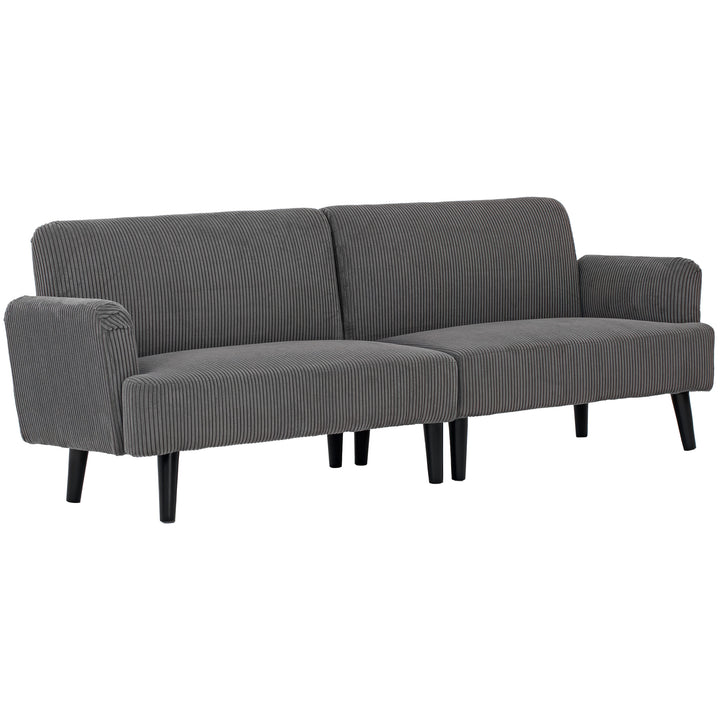 HOMCOM Modern Couch, 3 Seater Sofa, Corduroy Loveseat with Rubberwood Legs and Extra-Wide Seat, Grey