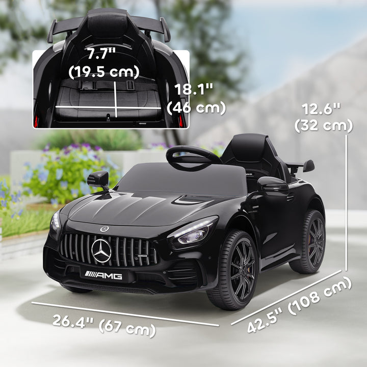 Qaba Mercedes-Benz AMG GTR Licensed 12V Battery Powered Kids Electric Car w/ Remote, Soft Start, Lights, Music Horn, Black