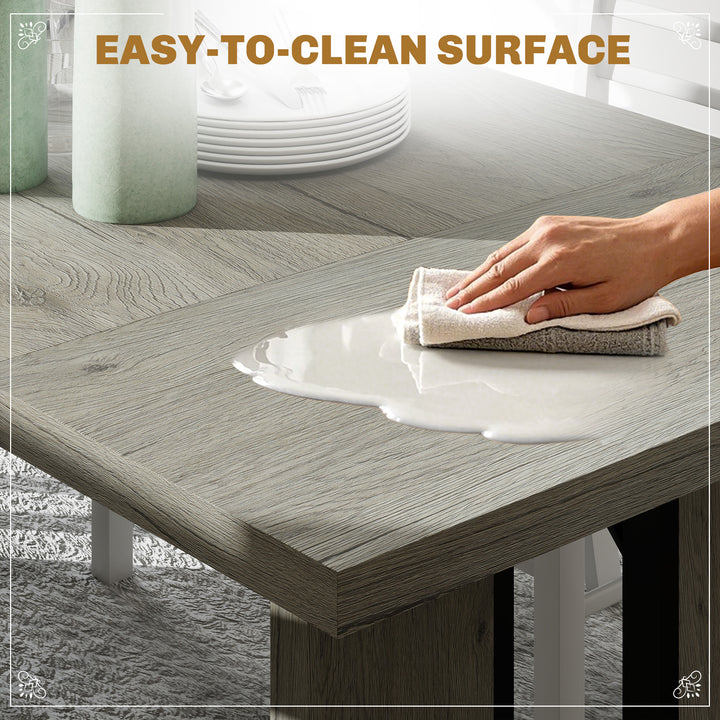 HOMCOM Industrial Kitchen Table for 8, 71" Rectangular Dining Table with Thick Tabletop for Dining Room, Grey Wood Finish