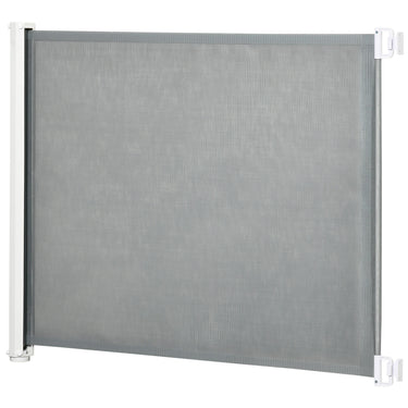 PawHut Retractable Pet Safety Barrier Gate, Flexible and Extensible for Stairways Doorways Hallways, Grey