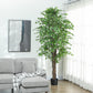 HOMCOM 8ft Tall Artificial Tree, Silk Ficus Tree with 2520 Leaves in Pot, Fake Plant for Home Office Decor