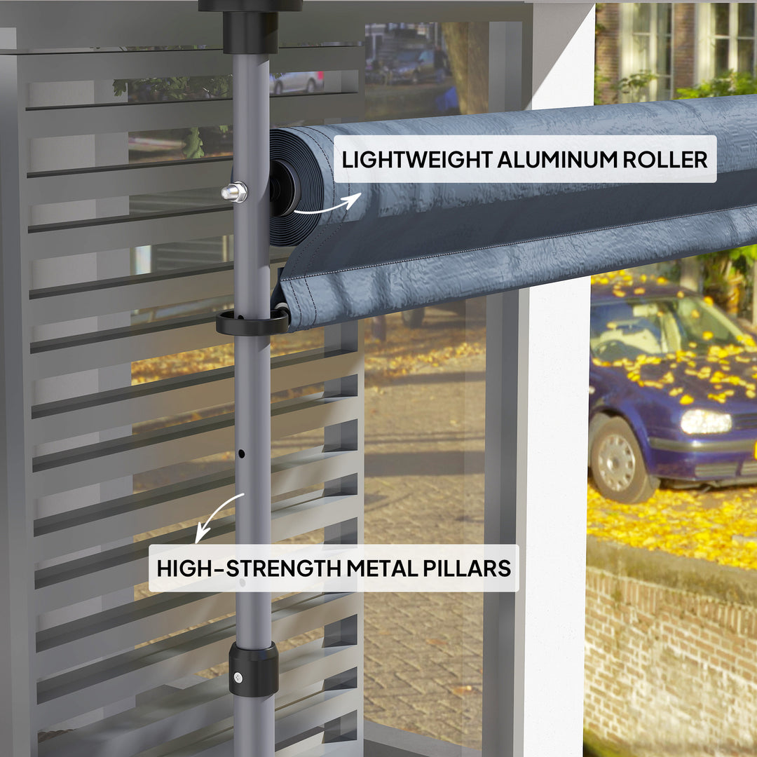 Outsunny 11.5' x 10' Manual Retractable Patio Awning, Outdoor Privacy Screen with UPF30+ & Water-Resistant Fabric, Dark Grey