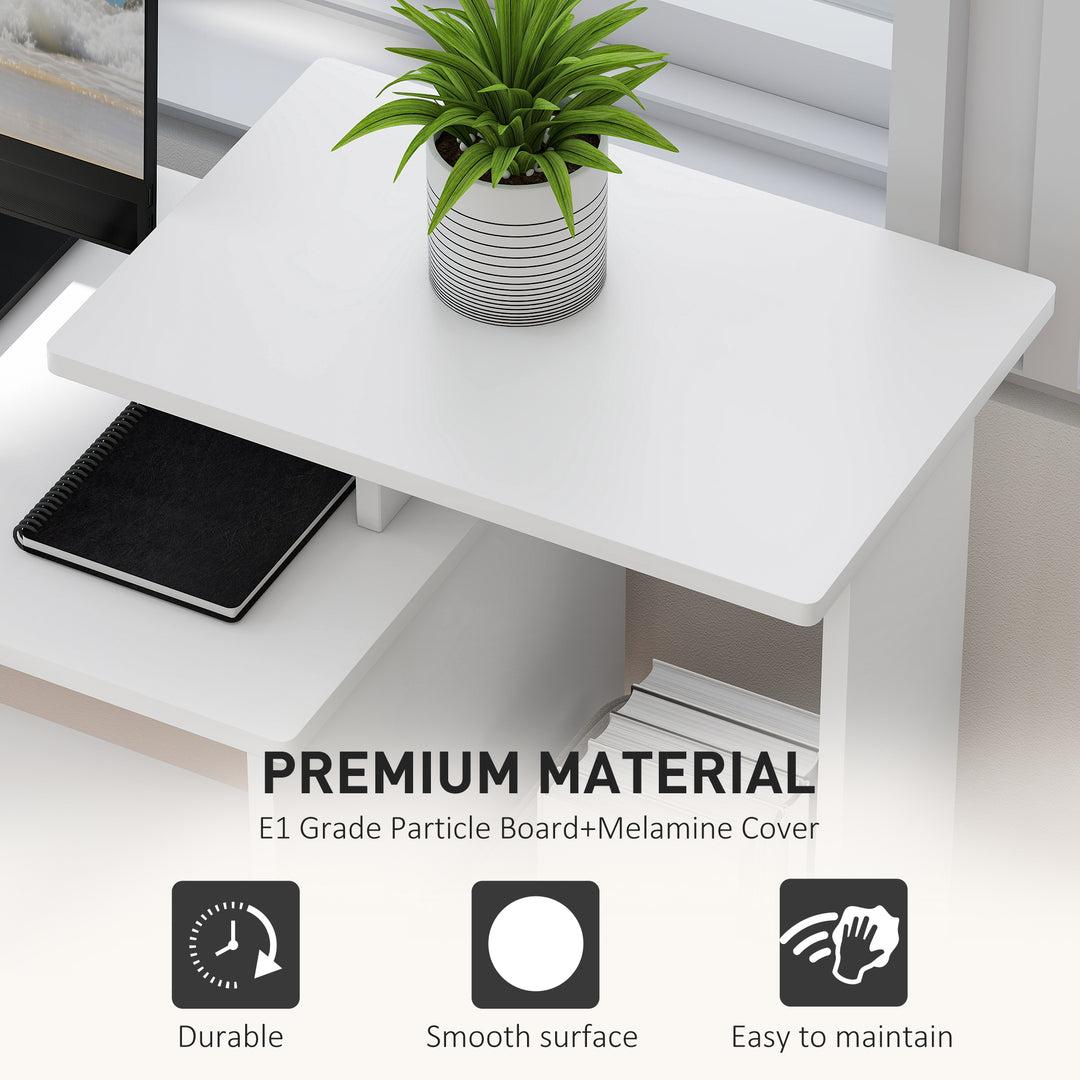 HOMCOM Computer Desk with Sliding Keyboard Tray Storage Drawer Shelf Home Office Workstation Grey