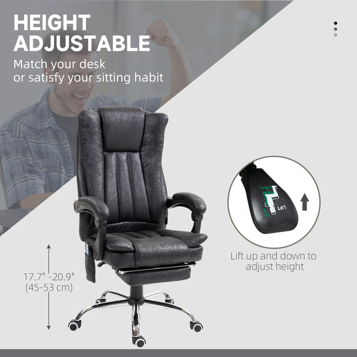 Vinsetto Office Chair 6-point Vibration Massage Chair Micro Fiber Recliner with Retractable Footrest Brown