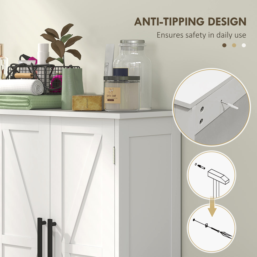 HOMCOM Bathroom Floor Cabinet, Farmhouse Bathroom Storage Cabinet with Adjustable Shelf, Black