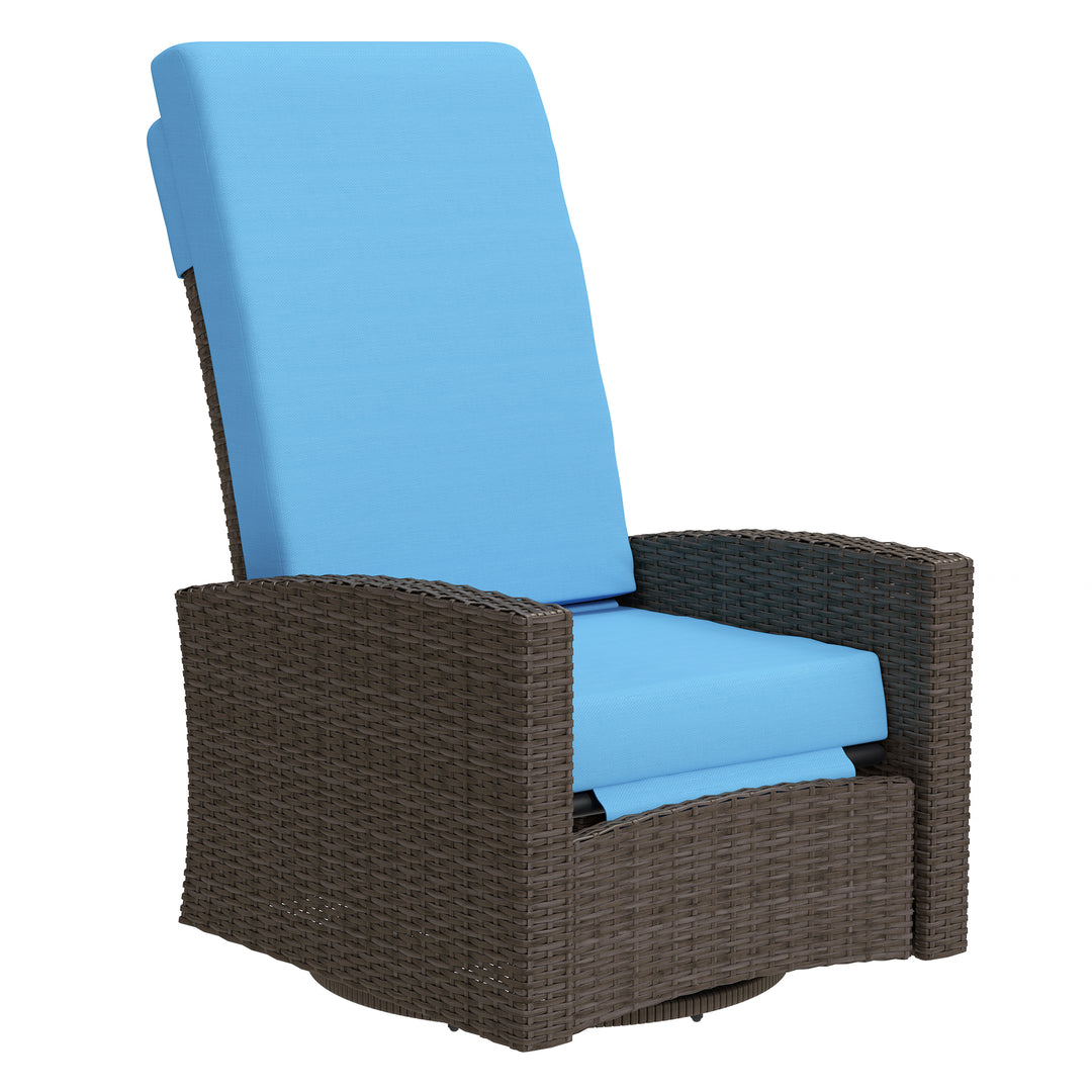 Outsunny Outdoor Rattan Wicker Lounge Chair with Footrest & Soft Cushion for Patio, Garden, Backyard, Sky Blue
