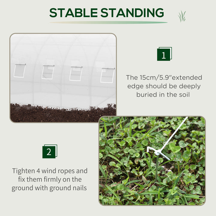 Outsunny 26' x 10' x 6.6' Large Walk in Tunnel Greenhouse Garden Plant Seed Green House Premium Steel Frame