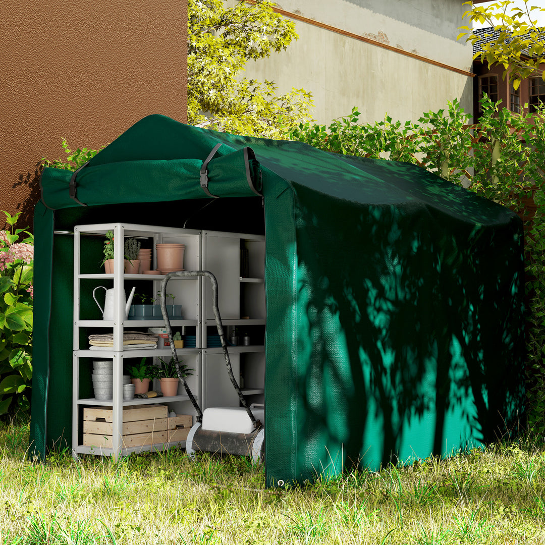 Outsunny Outdoor Storage Shed, UV Resistant Bike Tent with Roll-up Zipper Door, Portable Shed for Bike, Motorcycle, Dark Green