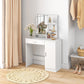 HOMCOM Dressing Table, Vanity Table with Mirror, Drawer and Storage Shelves for Bedroom, 35.4" x 15" x 54.3", White