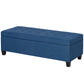HOMCOM Rectangular Entry Bench, Tufted Upholstered Linen Fabric Wood Feet Storage Ottoman Bench, Beige