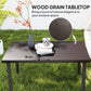 Outsunny Metal Outdoor Side Table, Rectangle Patio Coffee Table with Woodgrain Tabletop for Outside Garden, Brown
