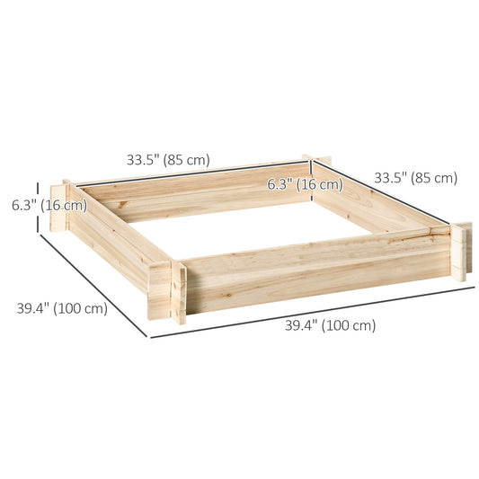 Outsunny 39'' x 39'' Screwless Raised Garden Bed, Wooden Planter Box, Easy DIY Herb Garden for Vegetable Flower Herb Outdoor Lawn Yard Patio