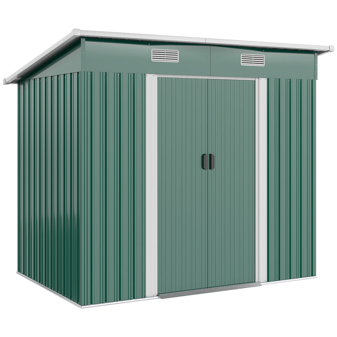 Outsunny 7'x 4' Metal Patio Storage Shed Garden Lockable Shed Tool Utility Storage Unit, Light Green