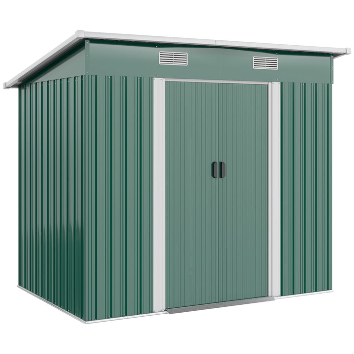 Outsunny 7'x 4' Metal Patio Storage Shed Garden Lockable Shed Tool Utility Storage Unit, Light Green