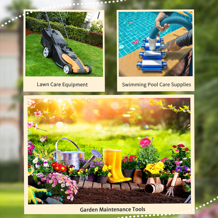 Outsunny 4'x5' Garden Tool Storage Shed, Lean to Shed with Window, Vent and Plastic Roof, Grey