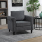 HOMCOM Vintage Armchair, Upholstered Accent Chair with Rolled Arms, Gourd-Shaped Rubber Wood Legs, Light Grey