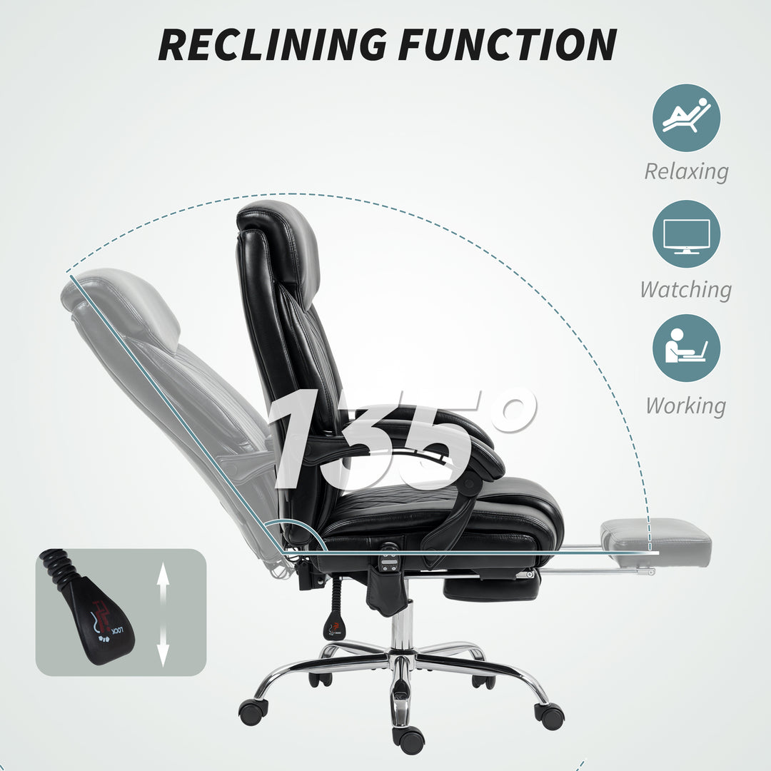 HOMCOM 6 Point Massage Office Chair with Remote, Ergonomic Reclining Computer Desk Chair with Footrest, Side Pocket, Black