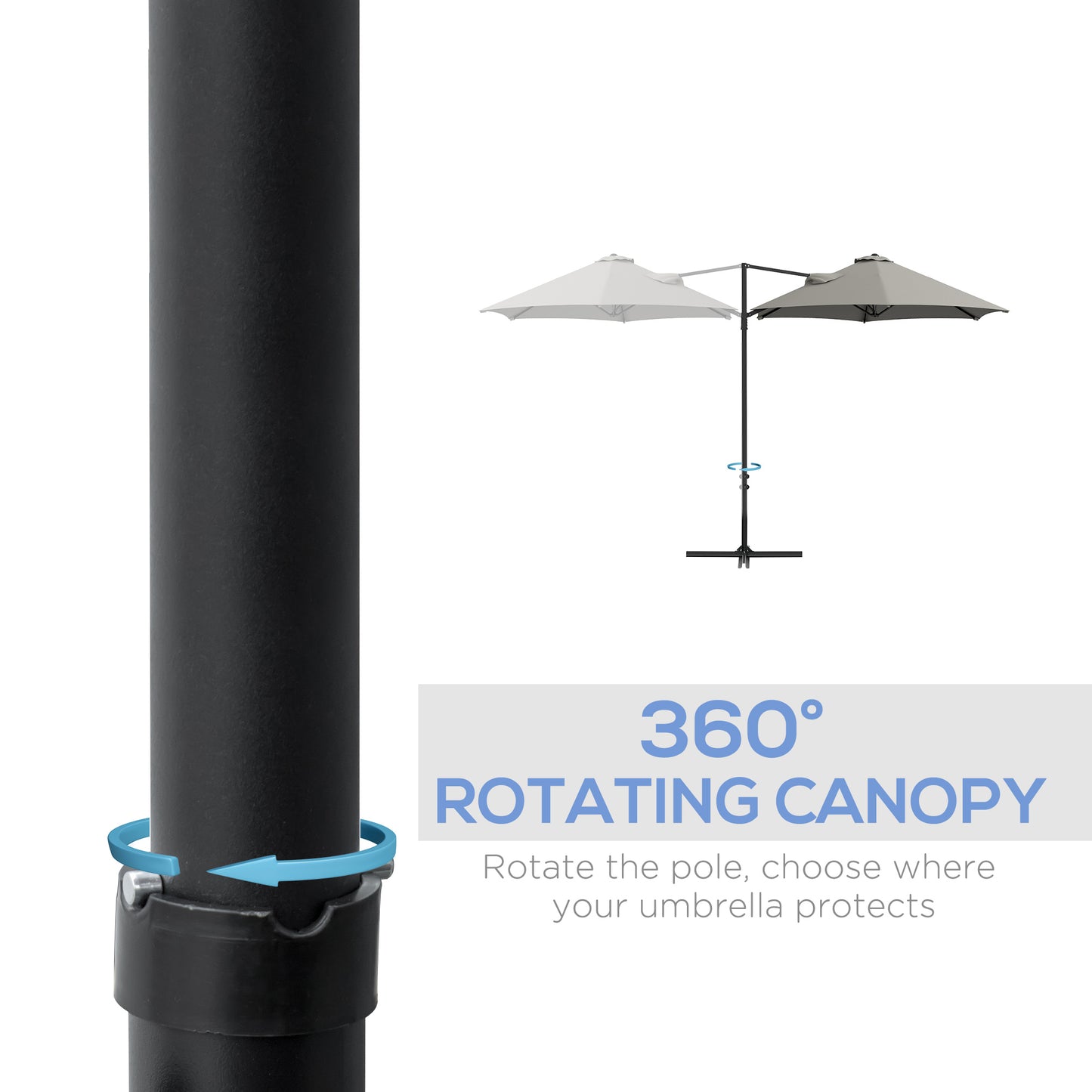 Outsunny 8.5FT Outdoor Cantilever Roma Parasol with 360Â° Rotation and Cross Base, Offset Patio Umbrella for Garden, Dark Grey