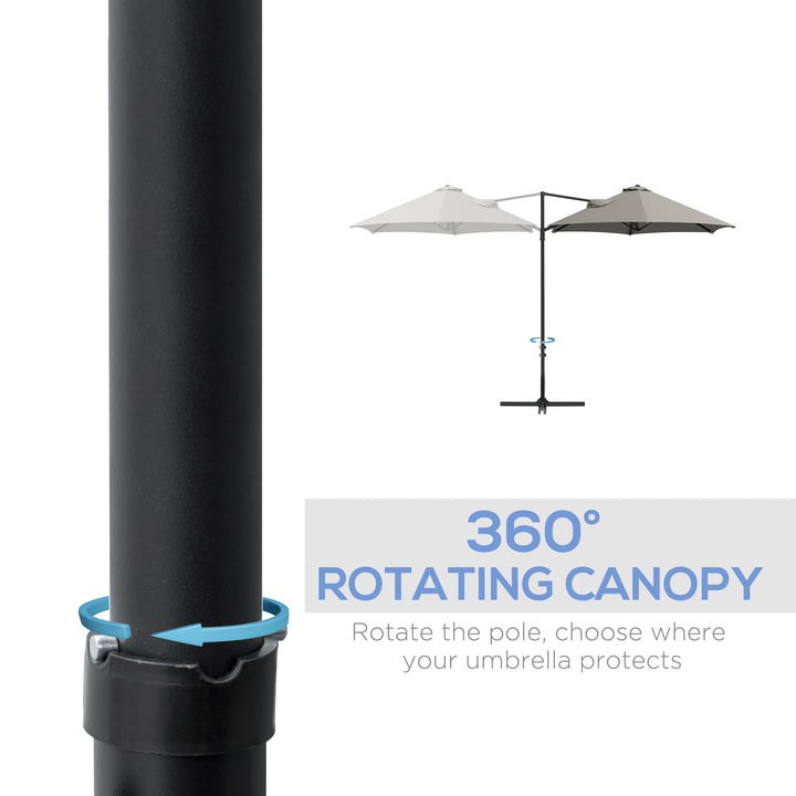 Outsunny 8.5FT Outdoor Cantilever Roma Parasol with 360° Rotation and Cross Base, Offset Patio Umbrella for Garden, Dark Grey