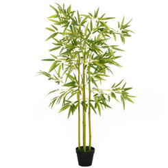 HOMCOM 5FT Artificial Bamboo Tree Faux Decorative Plant in Nursery Pot for Indoor DÃ©cor