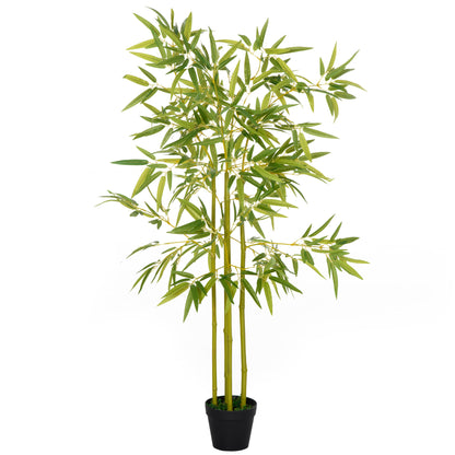 HOMCOM 5FT Artificial Bamboo Tree Faux Decorative Plant in Nursery Pot for Indoor DÃ©cor