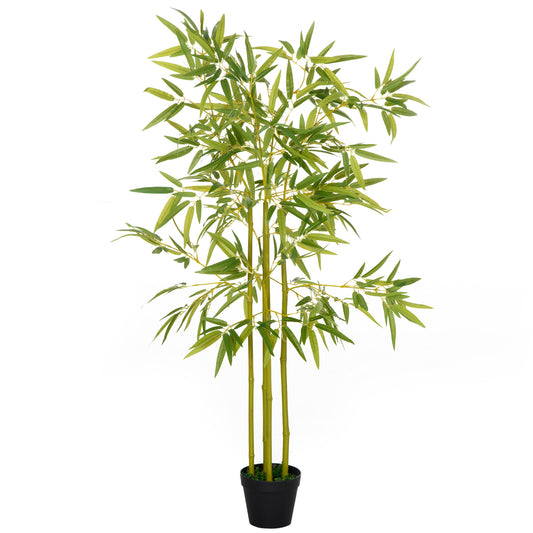 HOMCOM 5FT Artificial Bamboo Tree Faux Decorative Plant in Nursery Pot for Indoor DÃ©cor