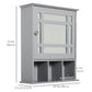 kleankin Bathroom Cabinet Wall Mount with Mirror Door 3 Shelf Organizer for Bathroom, Kitchen, Bedroom, Grey