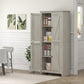 HOMCOM 72" Freestanding Storage Cabinet, Kitchen Pantry Cabinet with Doors and Shelves for Dining Room, White