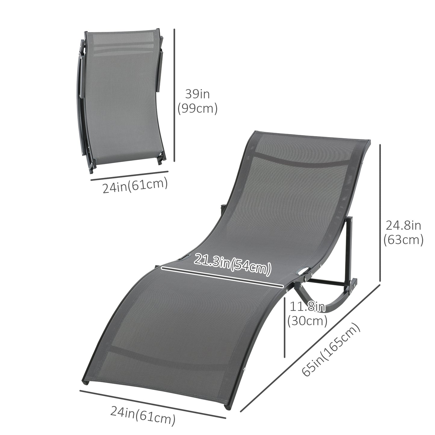 Outsunny Pool Chaise Lounge Chairs Set of 2, S-shaped Foldable Outdoor Chaise Lounge Chair Reclining for Patio Beach Garden With 264lbs Weight Capacity, Black