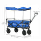 Outsunny Steel Frame Folding Garden Cart, Collapsible Wagon Cart with Removable Canopy, Telescopic Handle and Carrying Bag