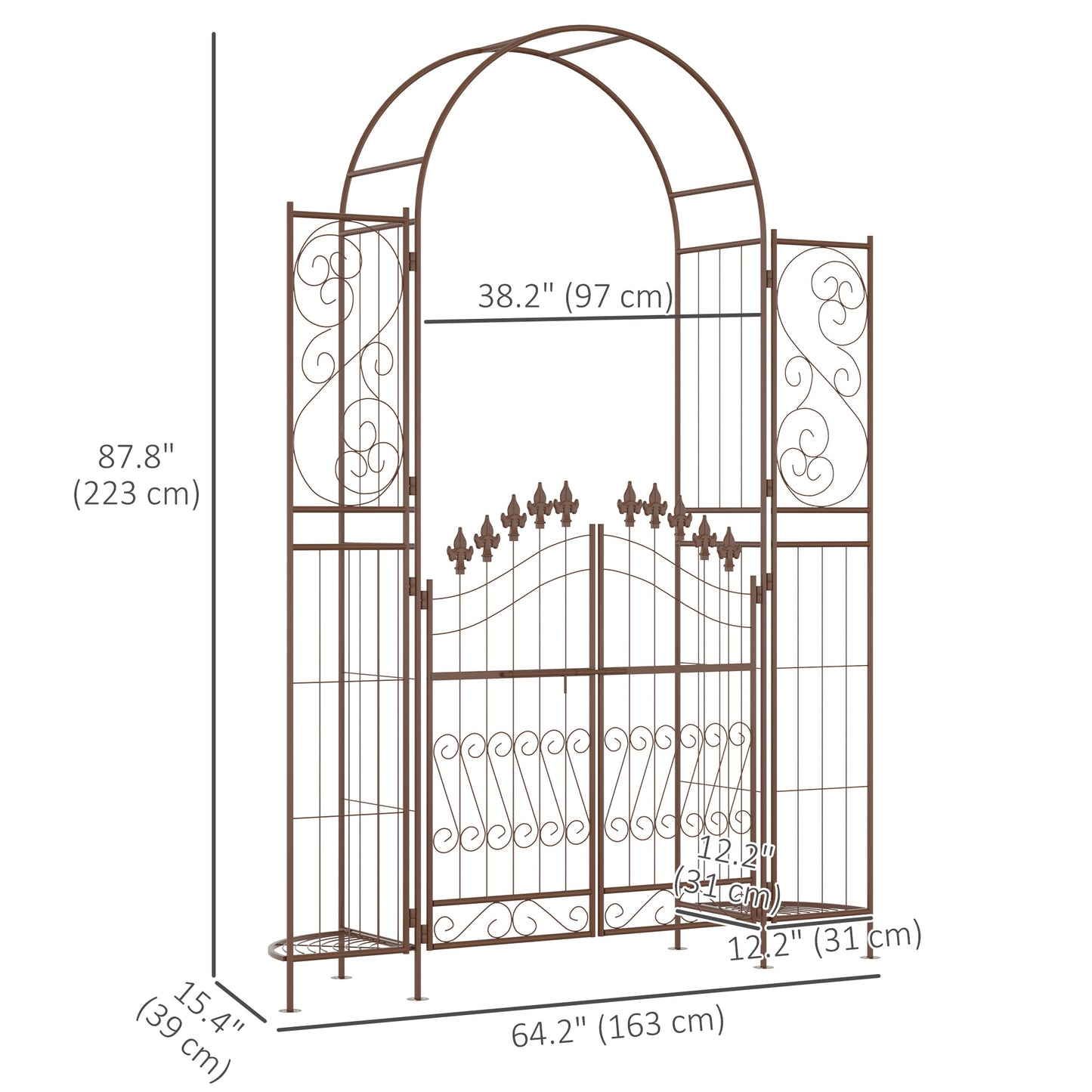 Outsunny 7ft Garden Arch Trellis, Metal Arch, Outdoor Garden Arbor for Climbing Plants, Wedding Decoration